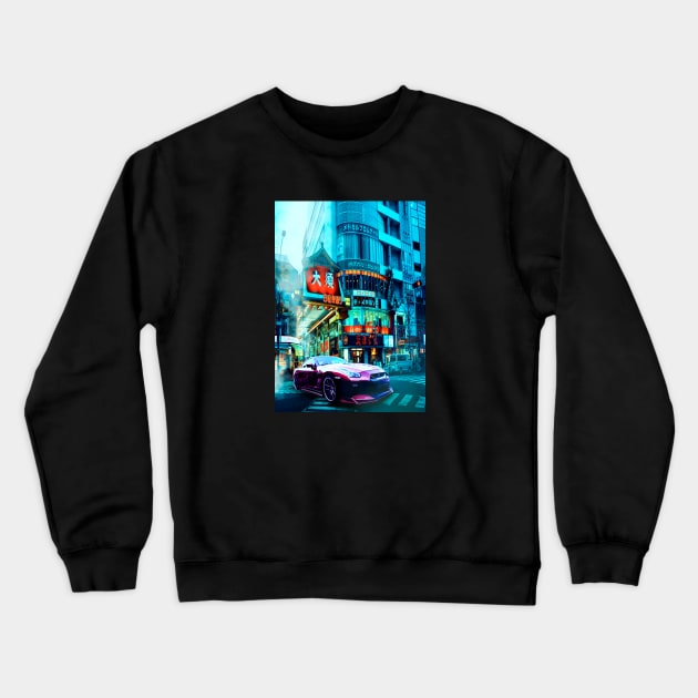 Car Retro Tokyo Synthwave Crewneck Sweatshirt by JeffDesign